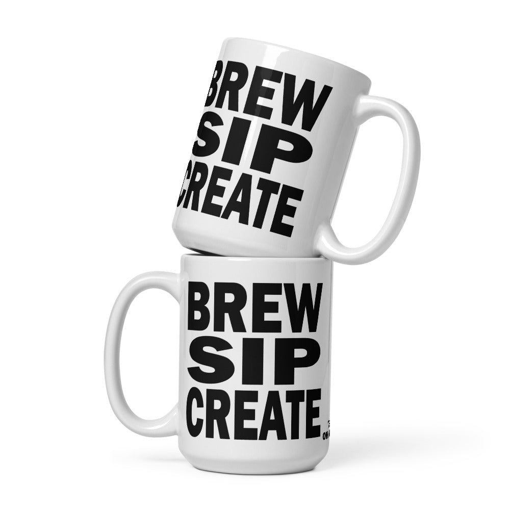 BREW SIP CREATE - 11 oz White Glossy Mug