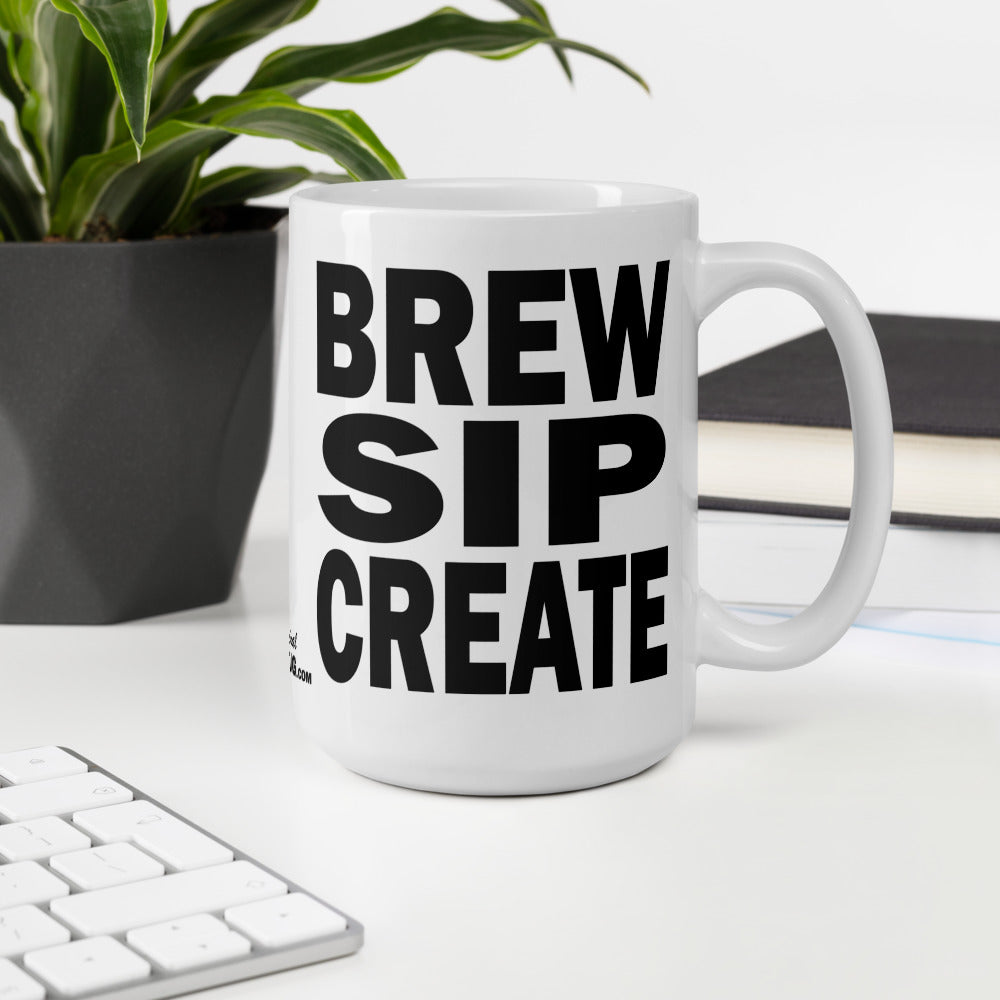 BREW SIP CREATE - 11 oz White Glossy Mug