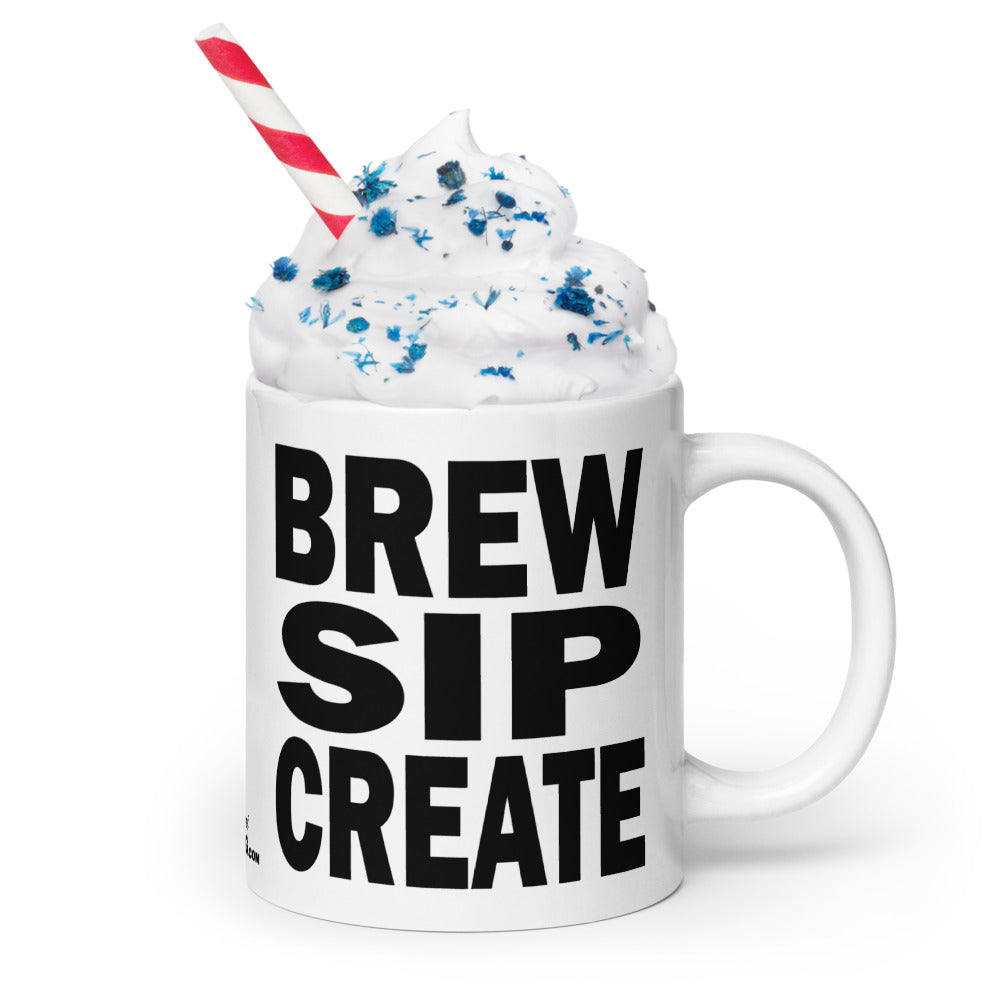 BREW SIP CREATE - 20 oz White Glossy Mug